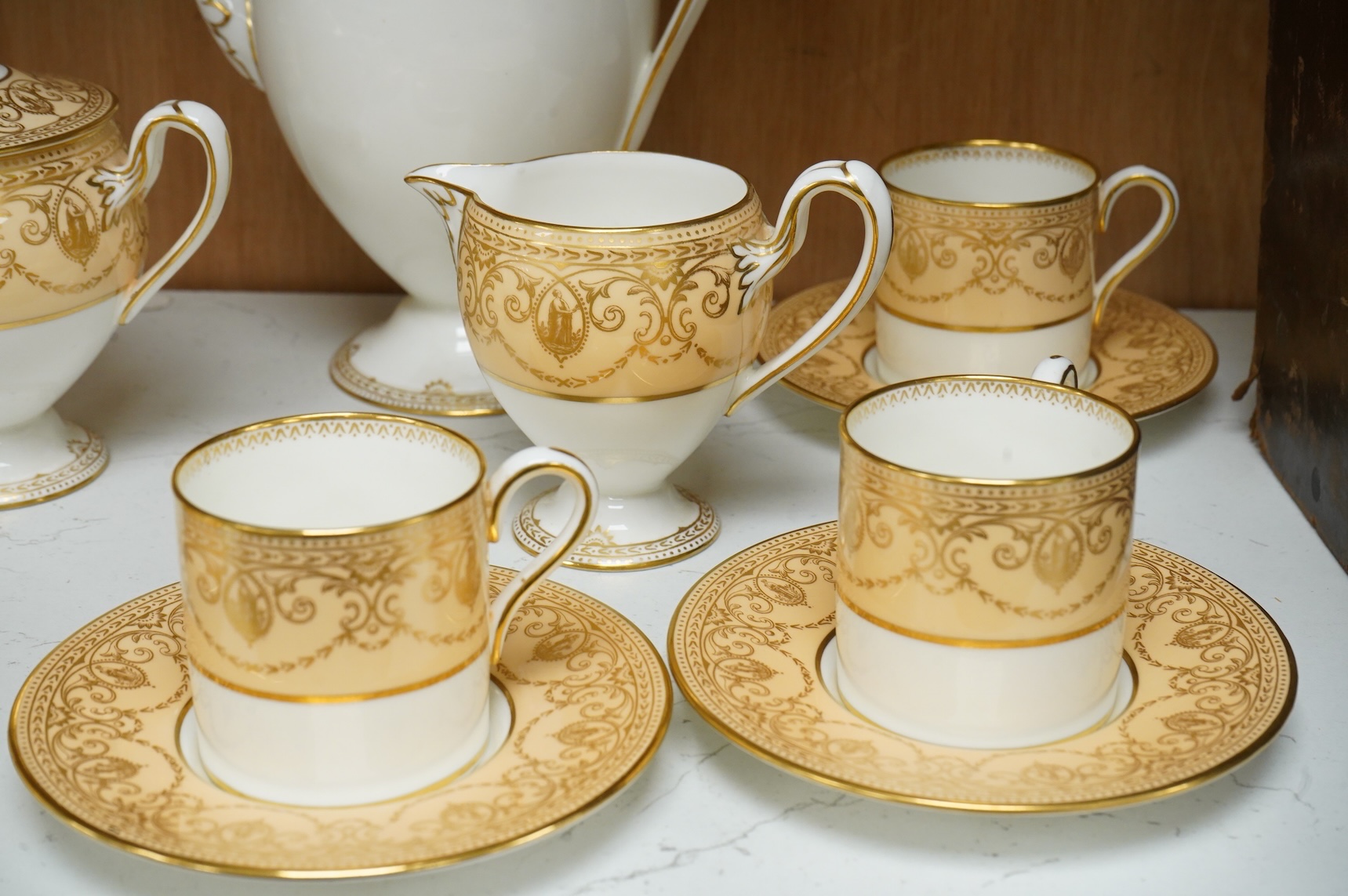 A Wedgwood coffee service for six, Portland vase mark